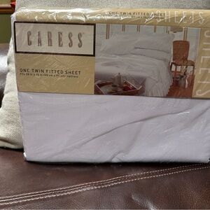Vintage NEW Twin Fitted Sheet-‎ Caress/Mervyns White No Iron Percale 180 TC